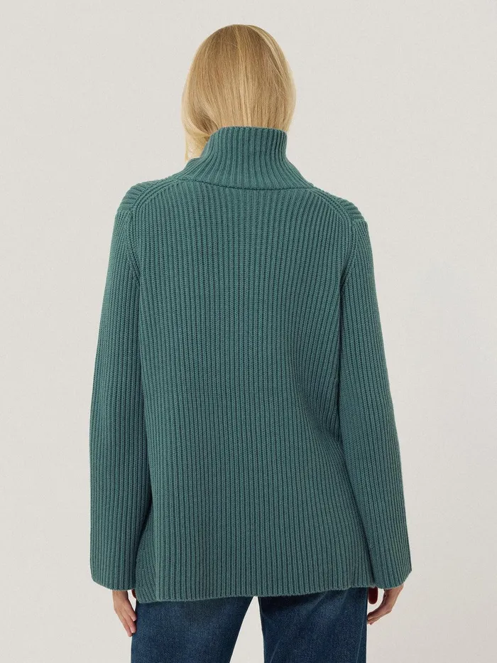 Women Cotton Blend Faroe Fishermans Blue Jigsaw Knitwear and Cashmere