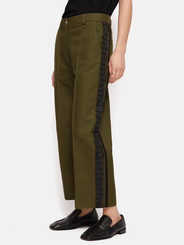 Women Cotton Trim Detail Trouser Khaki Jigsaw Trousers