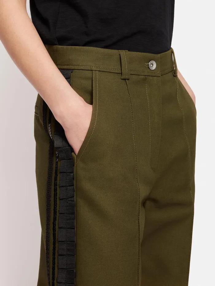 Women Cotton Trim Detail Trouser Khaki Jigsaw Trousers