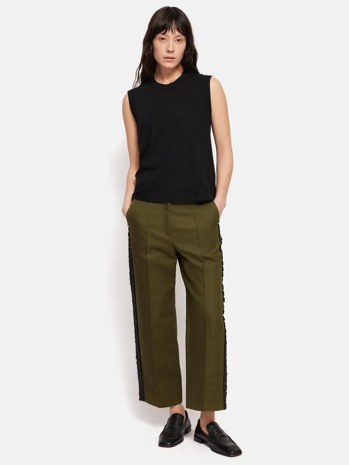 Women Cotton Trim Detail Trouser Khaki Jigsaw Trousers