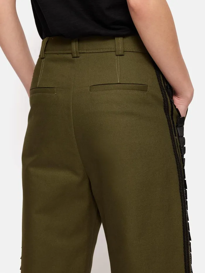 Women Cotton Trim Detail Trouser Khaki Jigsaw Trousers