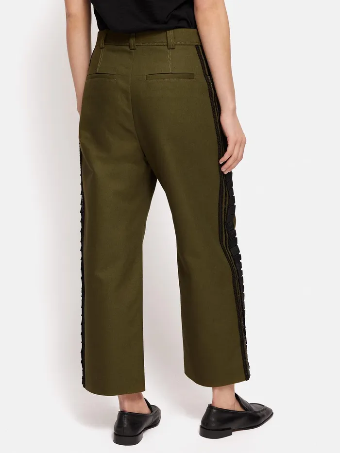 Women Cotton Trim Detail Trouser Khaki Jigsaw Trousers