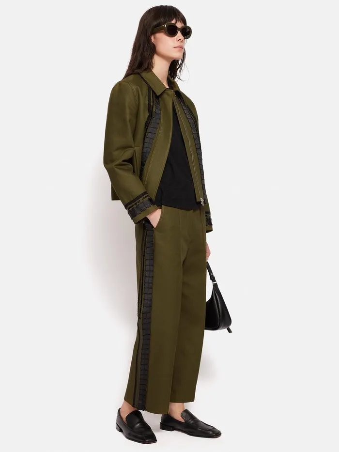 Women Cotton Trim Detail Trouser Khaki Jigsaw Trousers