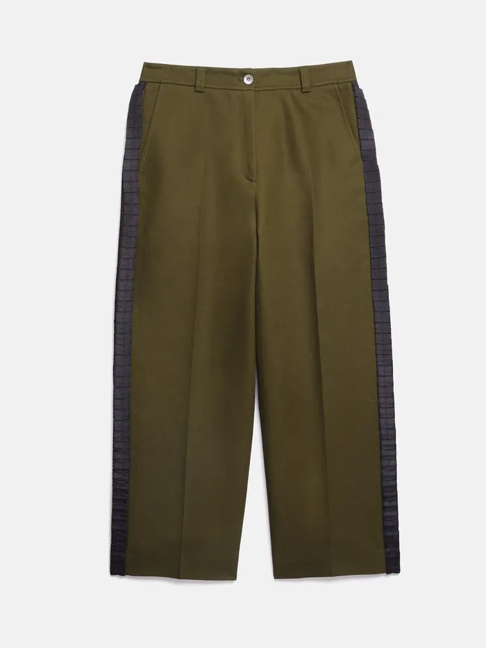 Women Cotton Trim Detail Trouser Khaki Jigsaw Trousers