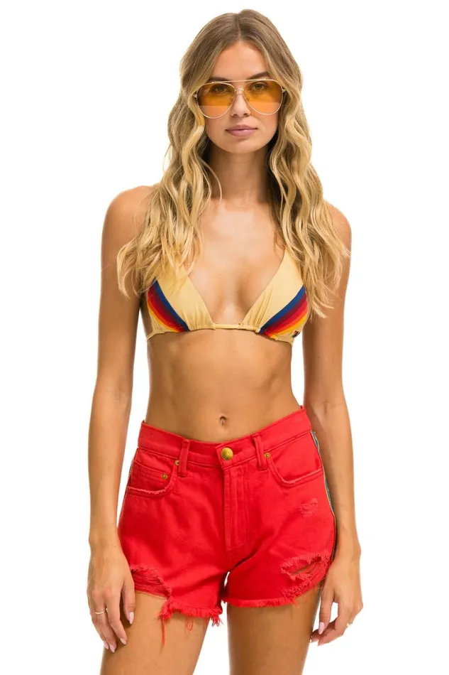Women Denim Aviator Nation BOLT STRIPE BOYFRIEND CUTOFF JEAN SHORTS 8211 RED Women Denim Aviator Nation BOLT STRIPE BOYFRIEND CUTOFF JEAN SHORTS 8211 RED