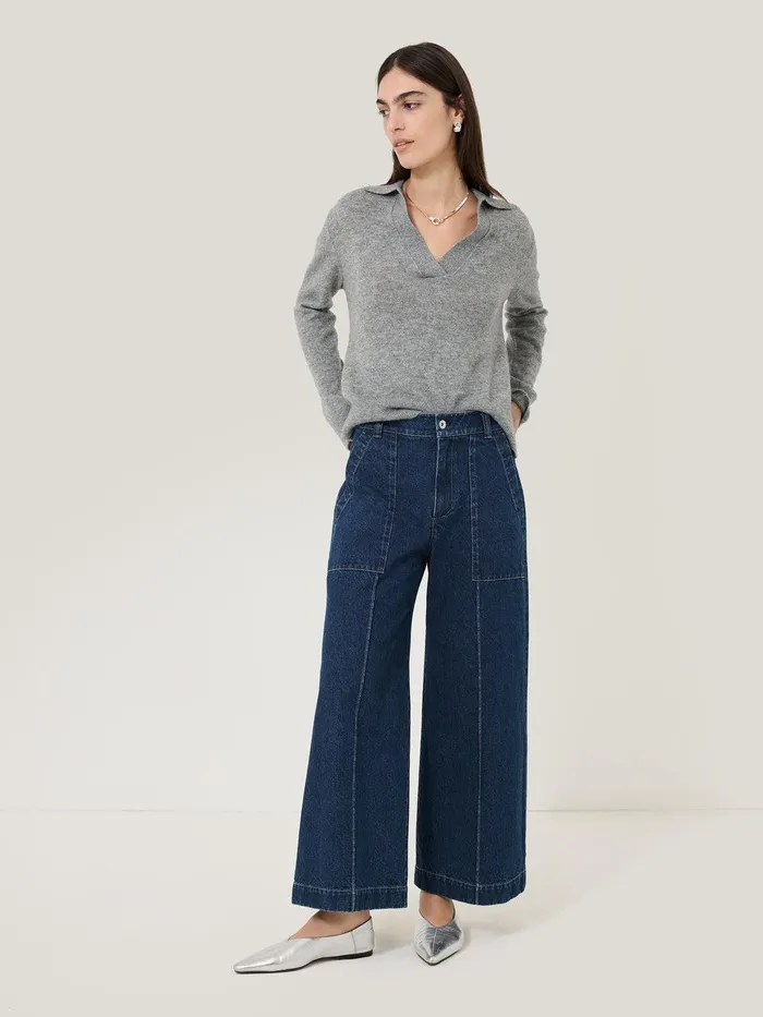 Women Denim Sailor Trouser Indigo Jigsaw Trousers