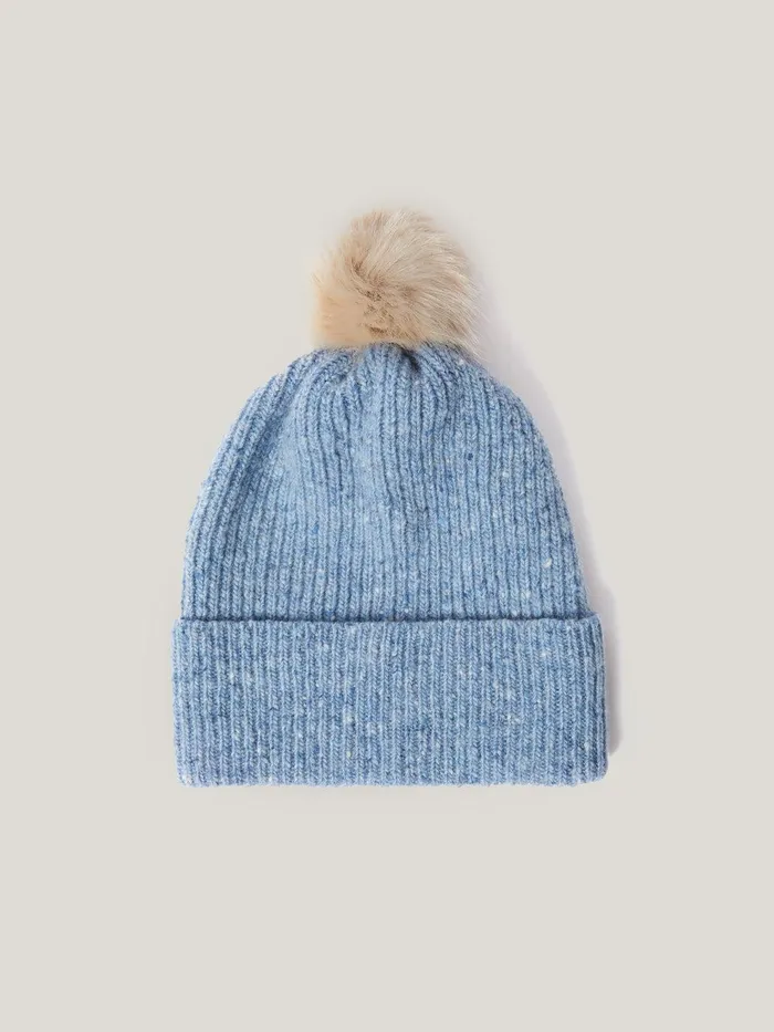 Women Donegal Pom Hat Blue Jigsaw Knitwear and Cashmere