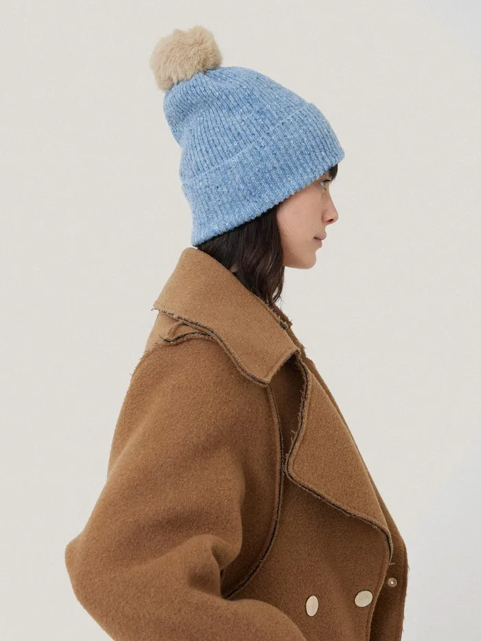 Women Donegal Pom Hat Blue Jigsaw Knitwear and Cashmere