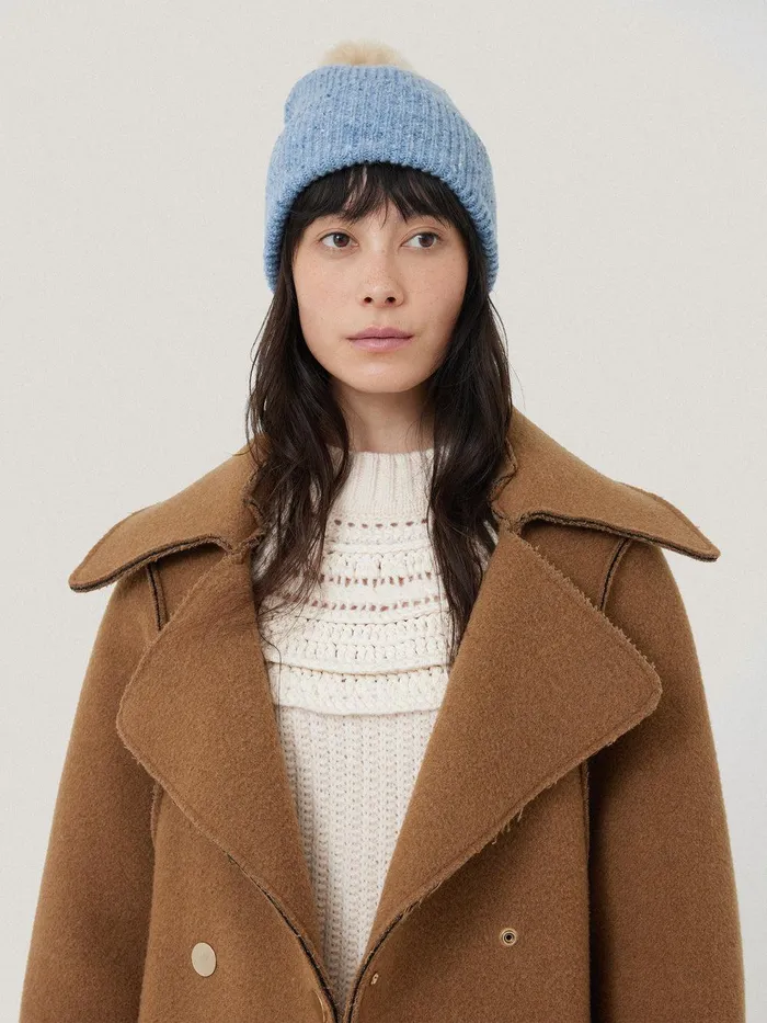 Women Donegal Pom Hat Blue Jigsaw Knitwear and Cashmere