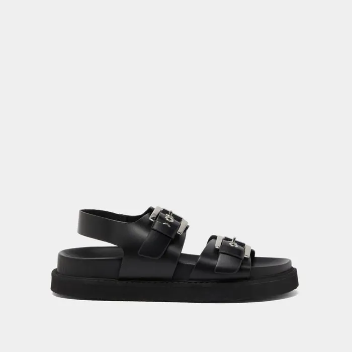 Women Double Buckle Sandals Black JONAK Sandals