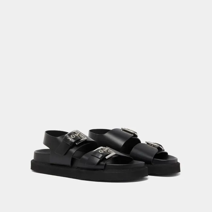 Women Double Buckle Sandals Black JONAK Sandals