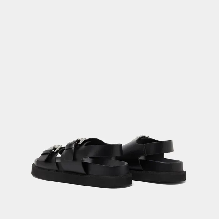 Women Double Buckle Sandals Black JONAK Sandals