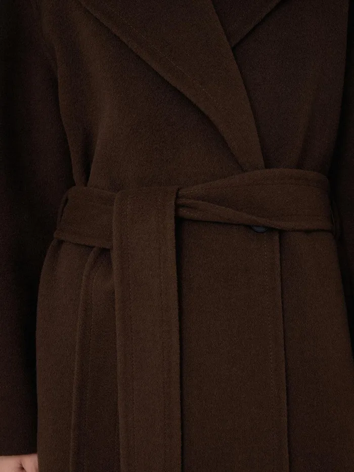 Women Double Faced Cocoon Wrap Coat Chocolate Jigsaw Coats and Jackets