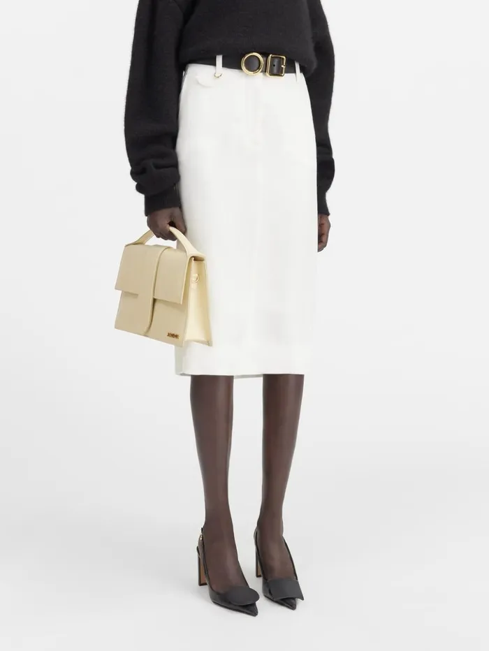 Women Dresses and Skirts JACQUEMUS The Bari Midi Skirt White Women Dresses and Skirts JACQUEMUS The Bari Midi Skirt White