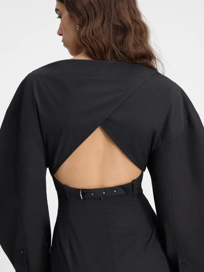 Women Dresses and Skirts JACQUEMUS The Casaco Shirt Dress Black Women Dresses and Skirts JACQUEMUS The Casaco Shirt Dress Black
