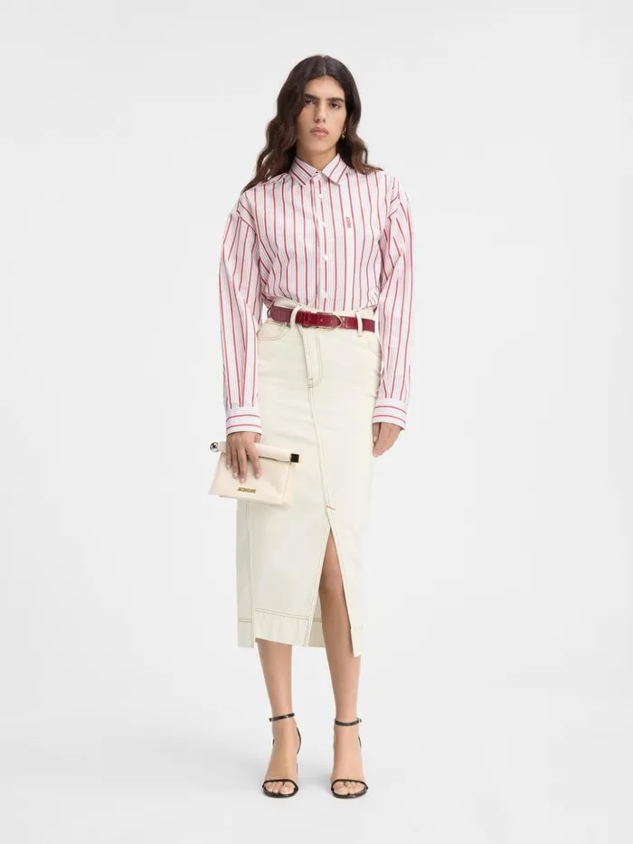Women Dresses and Skirts JACQUEMUS The DeNmes Denim Skirt Offwhitetabac
