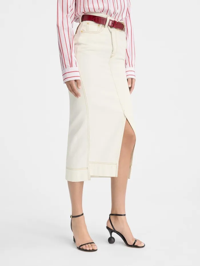 Women Dresses and Skirts JACQUEMUS The DeNmes Denim Skirt Offwhitetabac