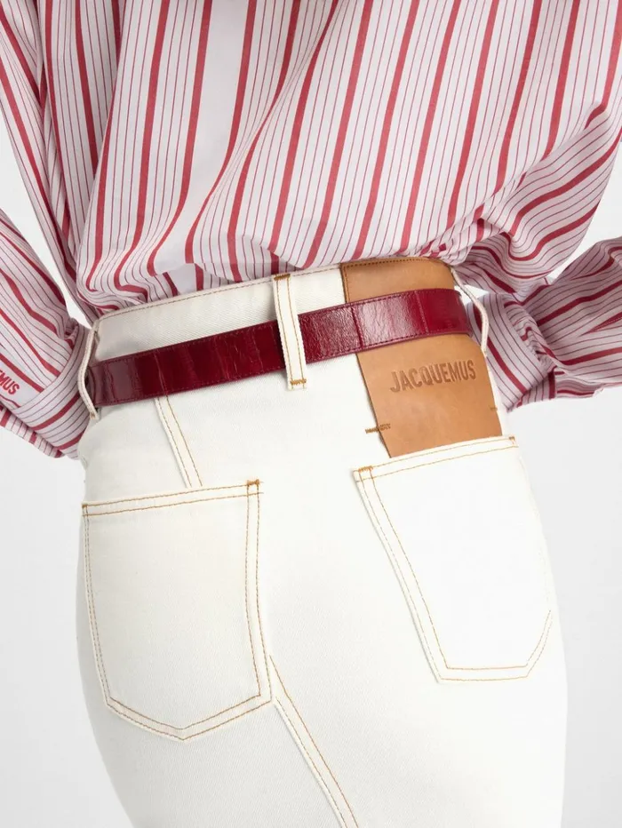 Women Dresses and Skirts JACQUEMUS The DeNmes Denim Skirt Offwhitetabac