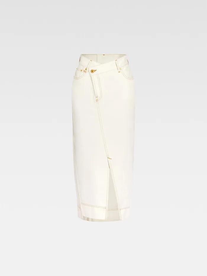 Women Dresses and Skirts JACQUEMUS The DeNmes Denim Skirt Offwhitetabac