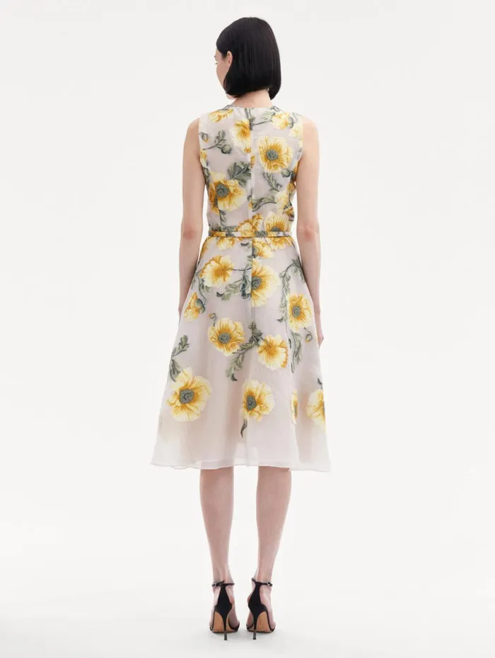 Women Dresses Oscar De La Renta Degrad Poppy Fil Coupe Dress Grey Yellow Women Dresses Oscar De La Renta Degrad Poppy Fil Coupe Dress Grey Yellow