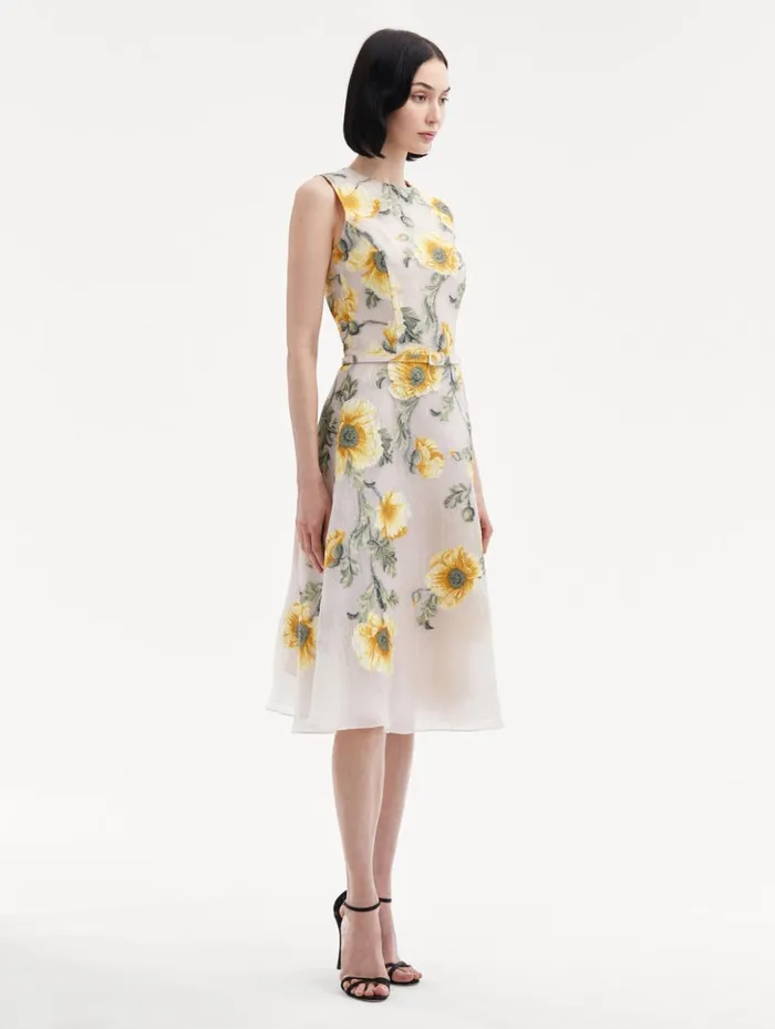 Women Dresses Oscar De La Renta Degrad Poppy Fil Coupe Dress Grey Yellow Women Dresses Oscar De La Renta Degrad Poppy Fil Coupe Dress Grey Yellow