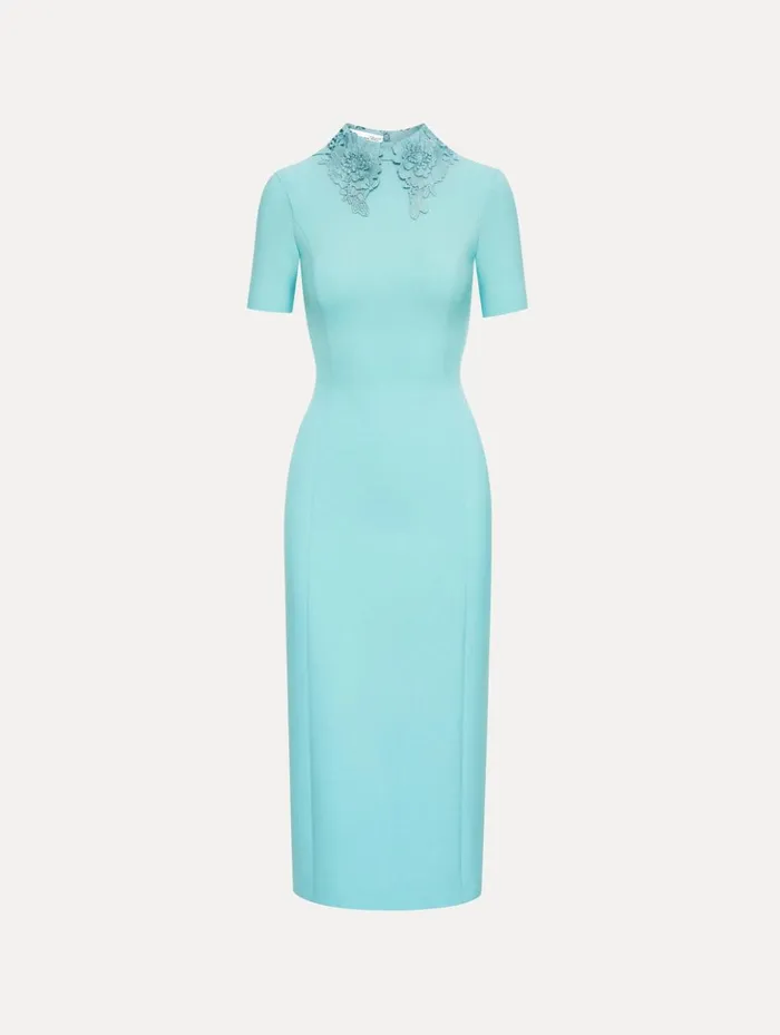 Women Dresses Oscar De La Renta Floral Guipure Collar Midi Dress Soft Mint