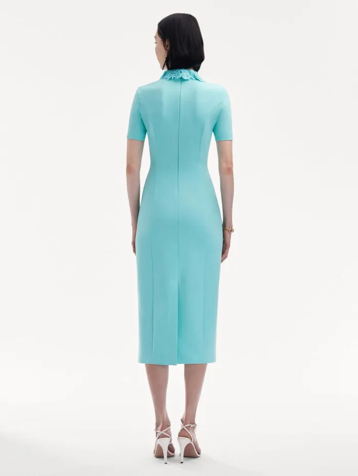 Women Dresses Oscar De La Renta Floral Guipure Collar Midi Dress Soft Mint
