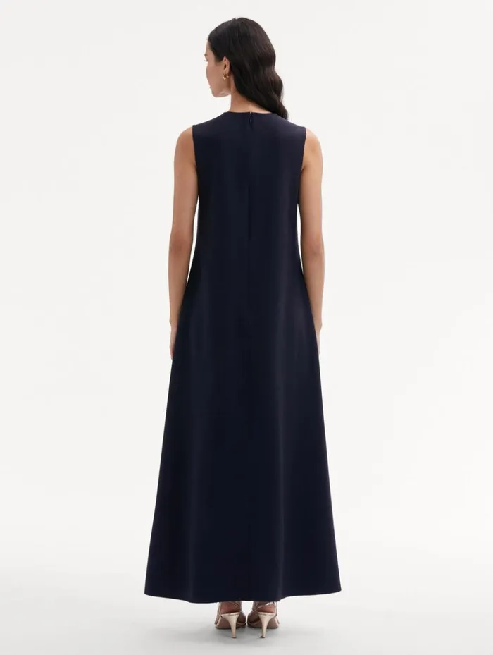 Women Dresses Oscar De La Renta Marbled Tulip Maxi Dress Navy Red