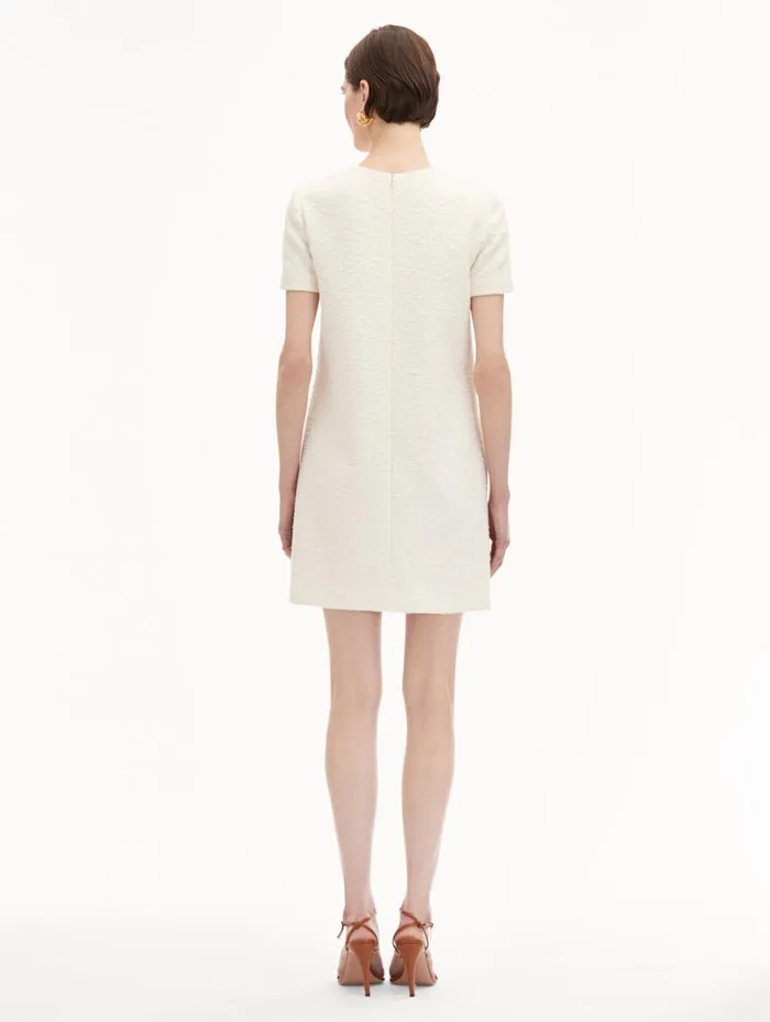 Women Dresses Oscar De La Renta Orchid Embroidered Tweed Shift Dress Ivory Women Dresses Oscar De La Renta Orchid Embroidered Tweed Shift Dress Ivory