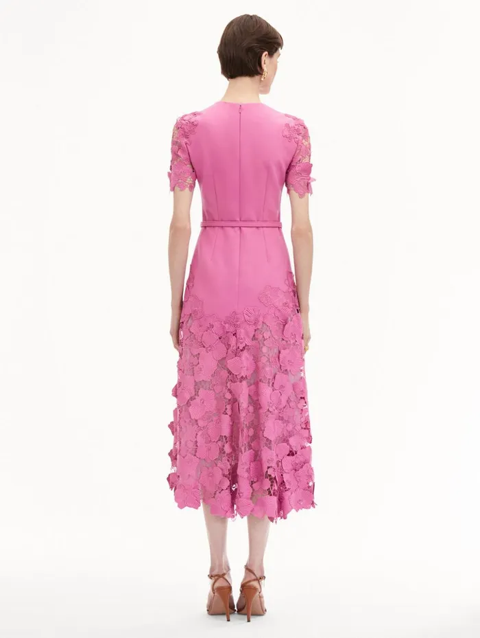 Women Dresses Oscar De La Renta Orchid Guipure Lace Inset Dress Rosehip Women Dresses Oscar De La Renta Orchid Guipure Lace Inset Dress Rosehip