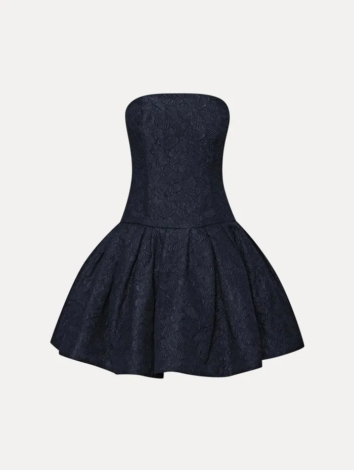 Women Dresses Oscar De La Renta Textured Floral Cloqu CapeBack Dress Navy