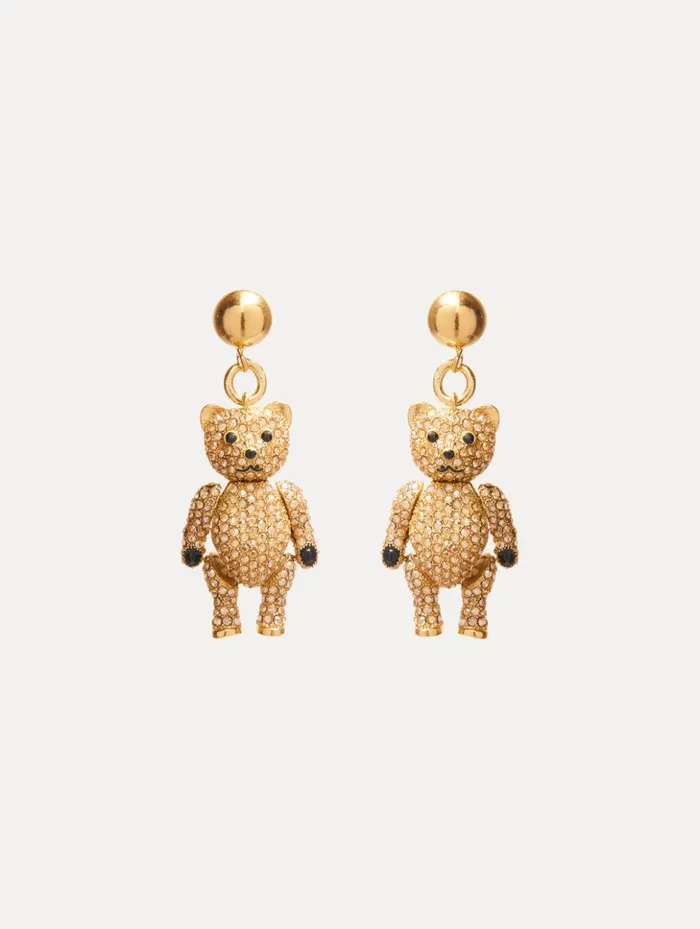 Women Earrings Oscar De La Renta Baby Bear Crystal Earrings Golden Shadow