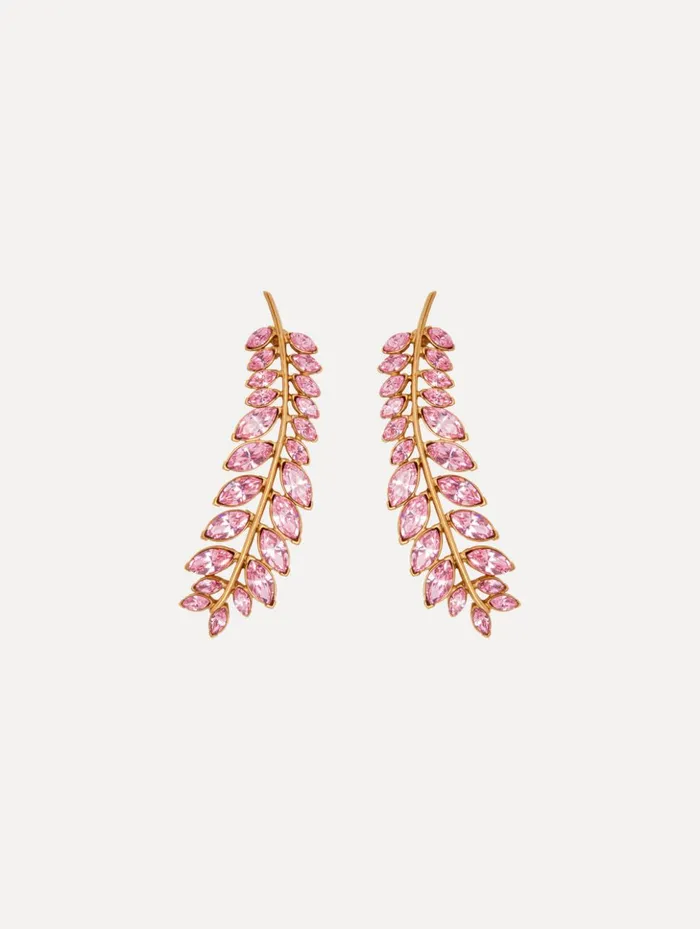 Women Earrings Oscar De La Renta Crystal Branch Earrings Rose