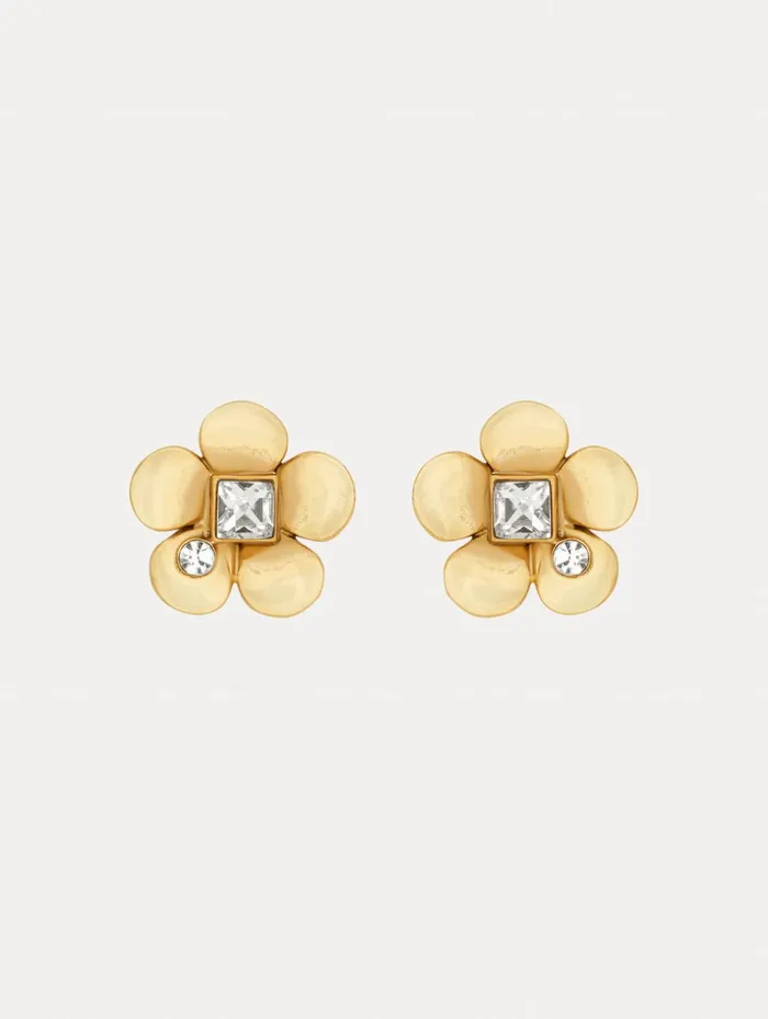 Women Earrings Oscar De La Renta Flower Stud Earrings Gold