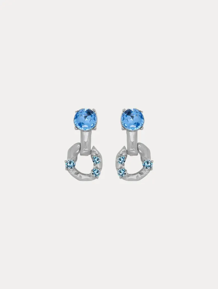 Women Earrings Oscar De La Renta Scramble ChainLink Earrings Aquamarine