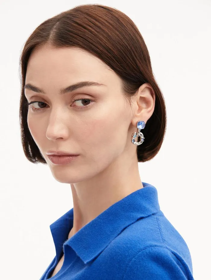 Women Earrings Oscar De La Renta Scramble ChainLink Earrings Aquamarine Women Earrings Oscar De La Renta Scramble ChainLink Earrings Aquamarine