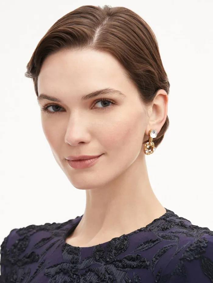 Women Earrings Oscar De La Renta Scramble ChainLink Earrings Crystal