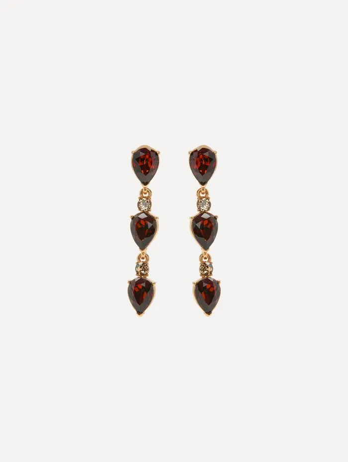 Women Earrings Oscar De La Renta Triple Pear Drop ClipOn Earrings Amber