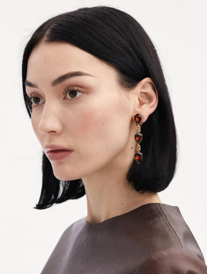 Women Earrings Oscar De La Renta Triple Pear Drop ClipOn Earrings Amber Women Earrings Oscar De La Renta Triple Pear Drop ClipOn Earrings Amber