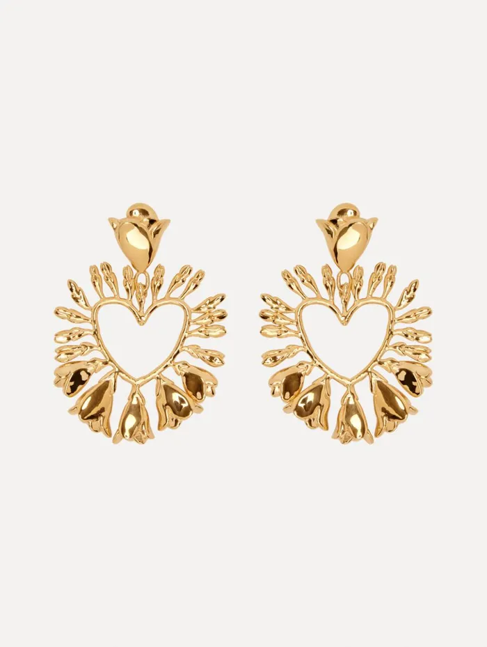 Women Earrings Oscar De La Renta Wisteria Heart Earrings Gold