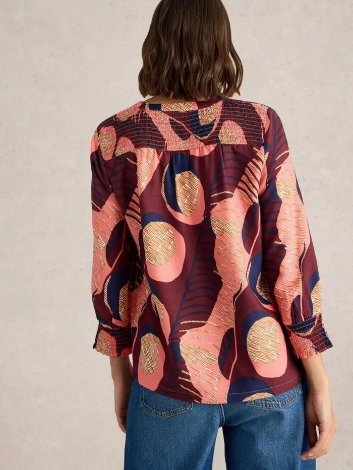 Women Elisa V Neck Top Plum Purple Print White Stuff Tops and Tees Women Elisa V Neck Top Plum Purple Print White Stuff Tops and Tees