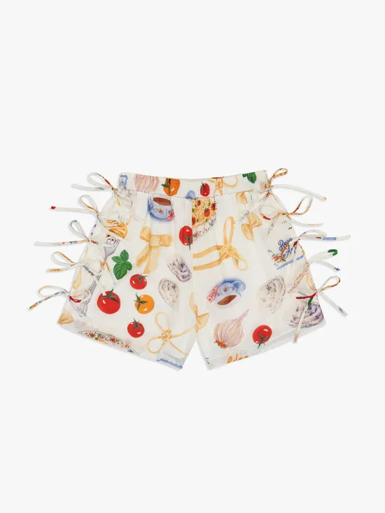 Women Ella Tie Shorts Buon Appetito Ivory Bottoms Lisa Says Gah