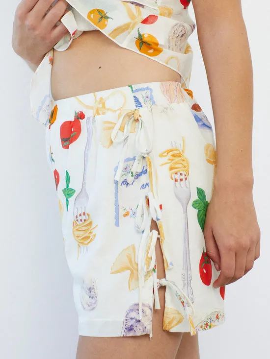 Women Ella Tie Shorts Buon Appetito Ivory Bottoms Lisa Says Gah