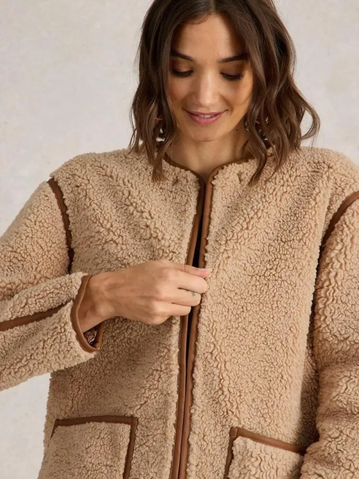 Women Elm Borg Jacket Natural Multi White Stuff Coats and Jackets Women Elm Borg Jacket Natural Multi White Stuff Coats and Jackets