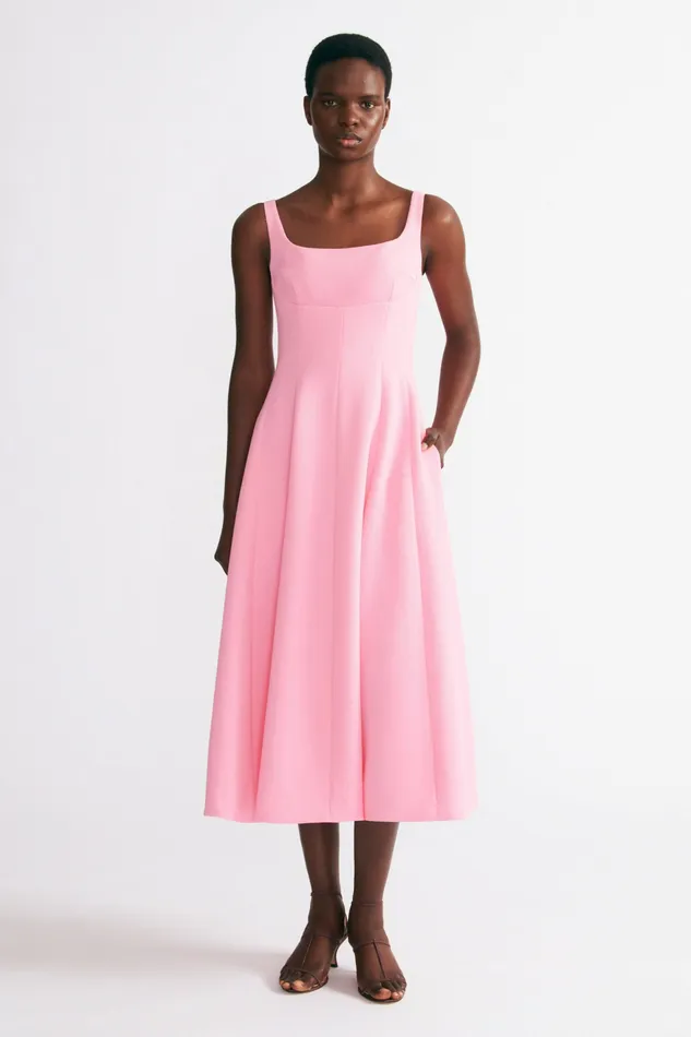 Women Emilia Wickstead Asia Dress In Pink Double Crepe Dresses