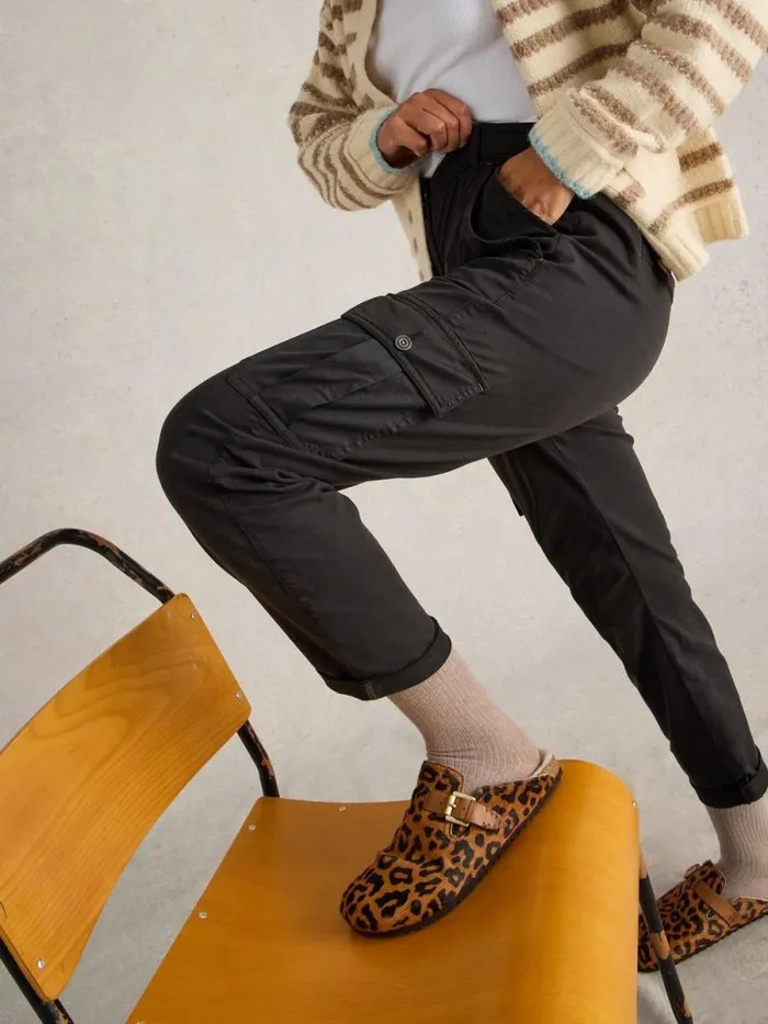 Women Everleigh Cargo Trouser Pure Black White Stuff Trousers