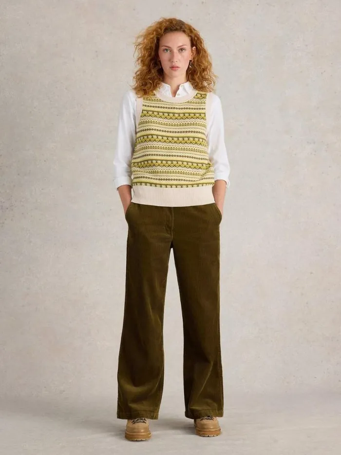 Women FAIRISLE STRIPE TANK Chartreuse Multi White Stuff Tops and Tees