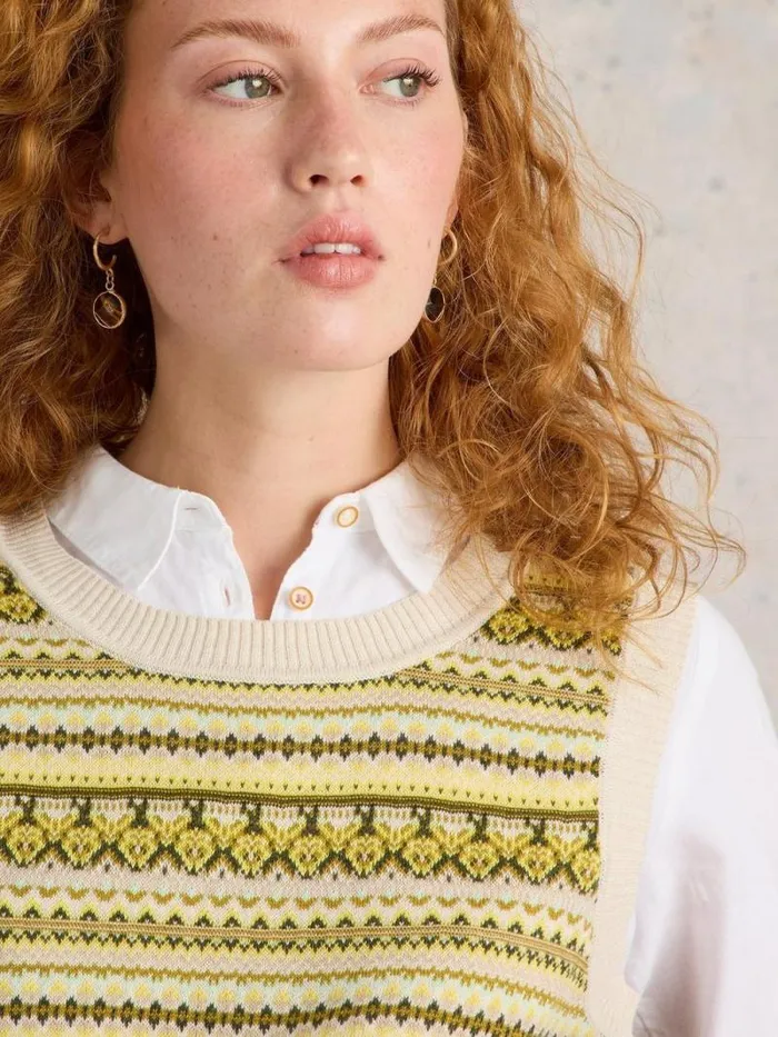 Women FAIRISLE STRIPE TANK Chartreuse Multi White Stuff Tops and Tees Women FAIRISLE STRIPE TANK Chartreuse Multi White Stuff Tops and Tees