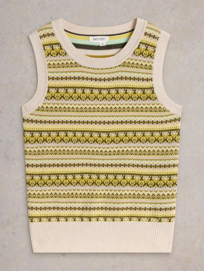 Women FAIRISLE STRIPE TANK Chartreuse Multi White Stuff Tops and Tees Women FAIRISLE STRIPE TANK Chartreuse Multi White Stuff Tops and Tees