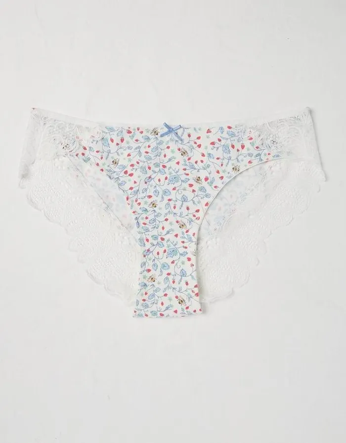 Women FatFace Buy 2 Get 1 Free Underwear Strawberry Bee Cheeky Knickers Ivory